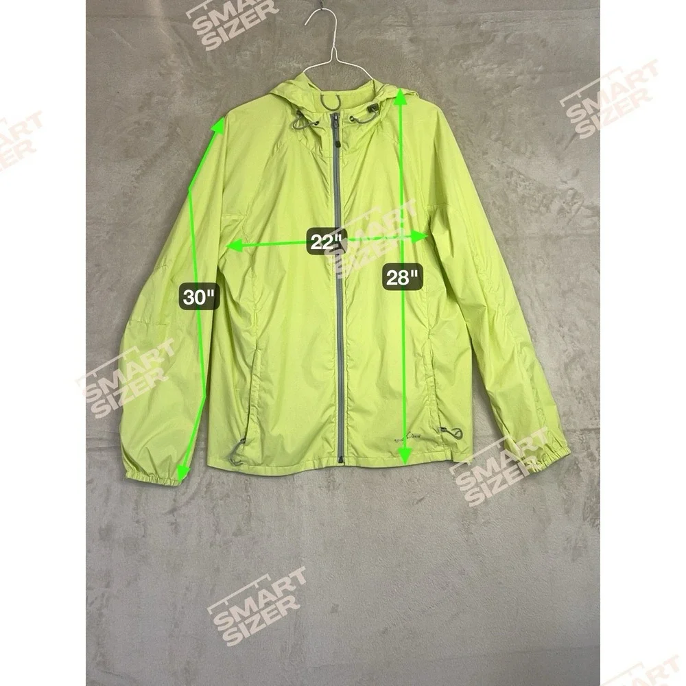 Eddie Bauer Women's Large Windbreaker Lime Green Hooded‎ Ripstop Jacket - Picture 8 of 8